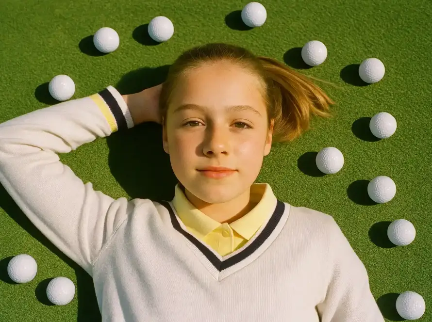 Junior golfer analyzing swing data on Trackman 4 at Bradfield College Academy