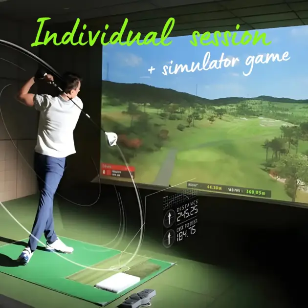 Simon McGreal PGA Master providing 90-minute golf simulator coaching and 3D play