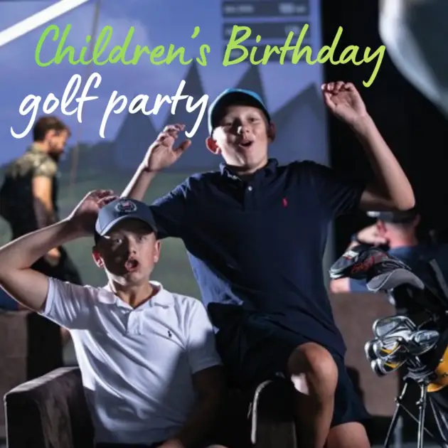 Children enjoying a fun indoor golf birthday party with games and prizes